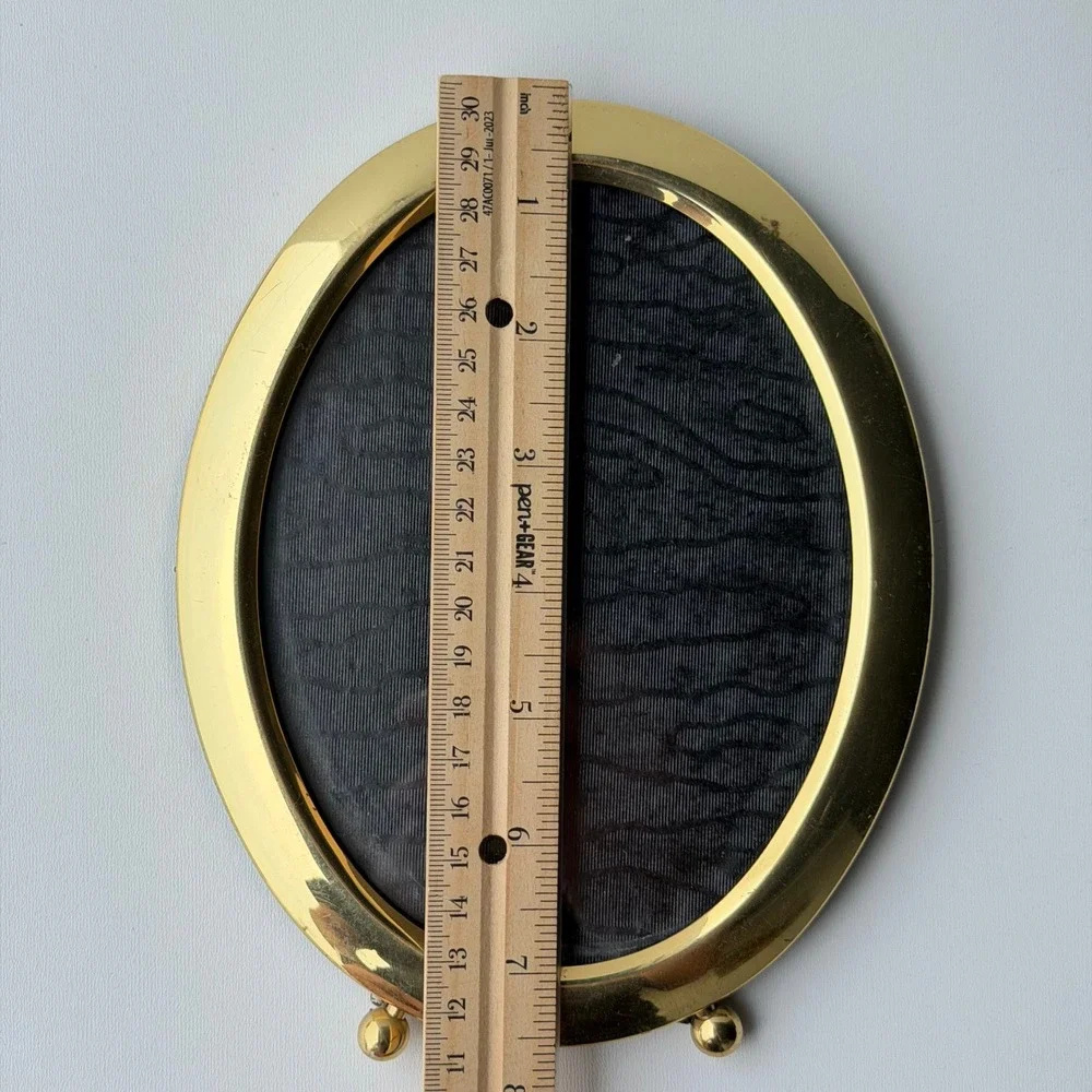Vintage Brass Oval Picture Frame Gold 5x7 Old World MCM Gallery Art Deco